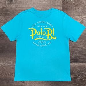 POLO Ralph Lauren Youth Boys Graphic Cotton T-Shirt Blue Short Sleeve Size XL